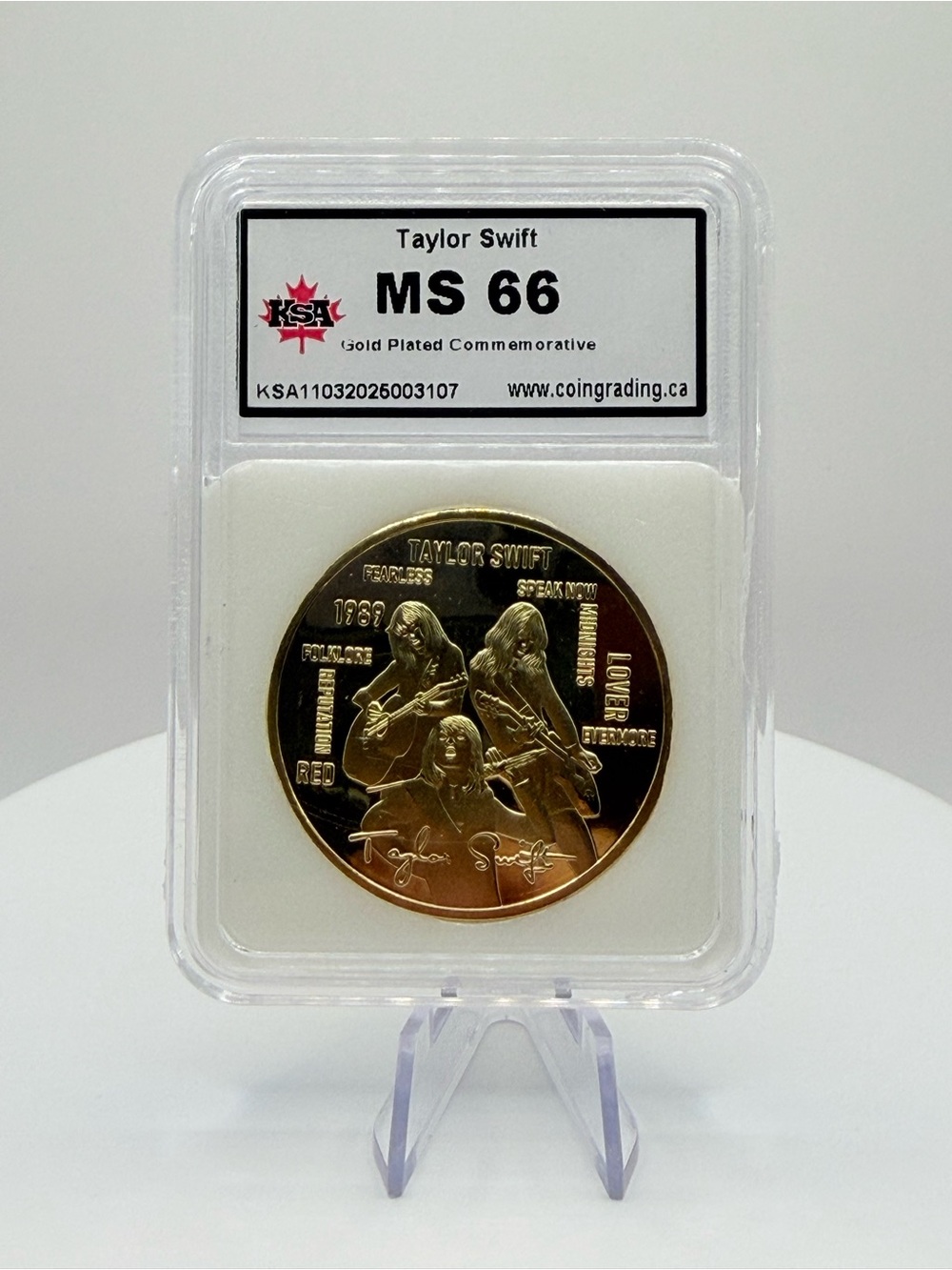 Taylor Swift Gold Plated Commemorative Coin - KSA Graded MS 66